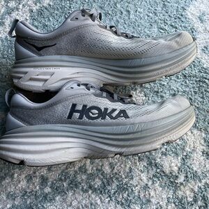 Hoka Bondi 8 Gray Running Shoes